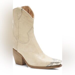 Free People Brayden Cream Western Ankle Boots 40=10